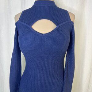 NWT Ayah Dress By Egreis Blue Knit Bodycon Long Sleeve Fully Lined Size M